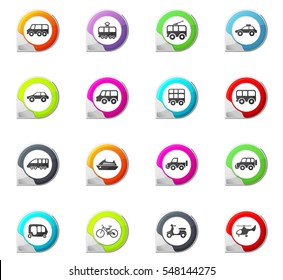 Public transport pointer on the color icons for your design