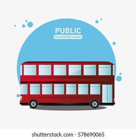 public transport red bus two storied