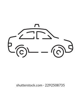 Public Transport Related taxi car Vector Line Icon. Traffic sign or symbol. Editable Stroke and travel 