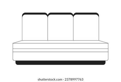 Public transport seats black and white 2D cartoon object. Underground train seats vintage isolated vector outline item. Passenger chairs. Leather comfortable couch monochromatic flat spot illustration