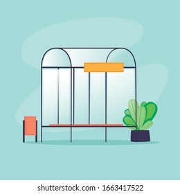 Public transport stop. Flat design vector illustration.