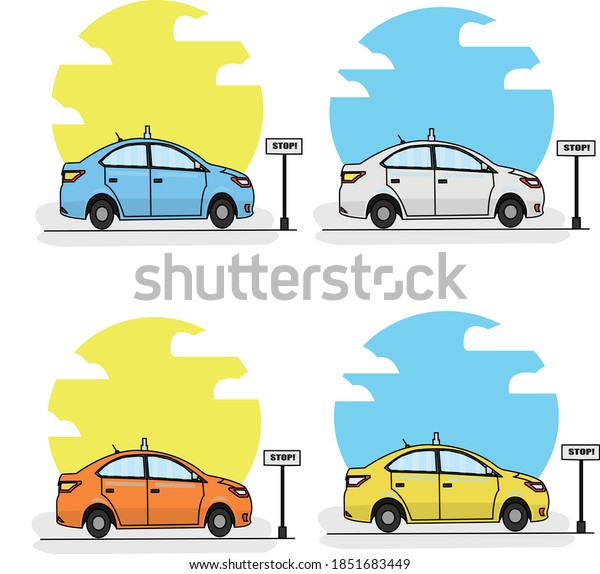 Public Transport Taxi Bundle Vector Art. Logo,\
Sticker, Illustration,\
Card