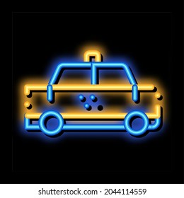 Public Transport Taxi Car Cab neon light sign vector. Glowing bright icon transparent symbol illustration