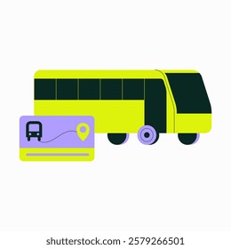 Public Transport Ticket With A City Bus In Flat Vector Illustration Symbolizing Ticketing System, Transit Pass, And Transportation Access, Isolated On White Background
