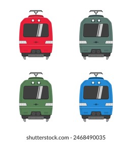 Öffentliche Verkehrsmittel Zug Vorderansicht Icons Cartoon Stil Vektorgrafik flache Illustration