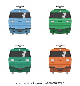 public transport train front view icons cartoon style vector flat illustration