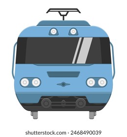 public transport train front view icons cartoon style vector flat illustration