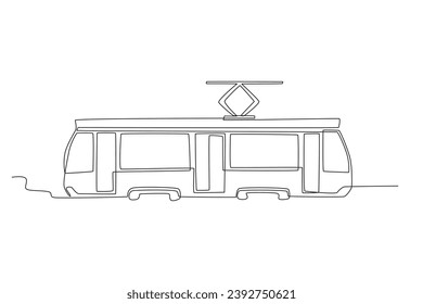 A public transport train. Tram one-line drawing