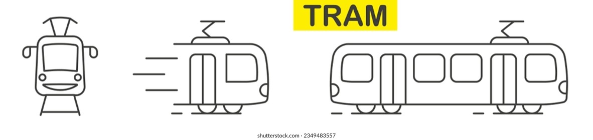 Public transport. Tram. Vector illustration of public transport. Tram thin line. EPS 10.