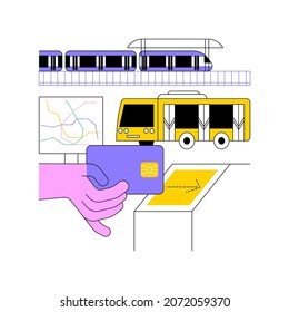 Public transport travel pass card abstract concept vector illustration. Day travel pass, transportation chip card, multi-trip ticket, monthly access, public transport service abstract metaphor.