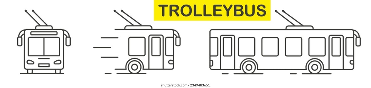 Public transport. Trolleybus. Vector illustration of public transport. Trolleybus thin line. EPS 10.