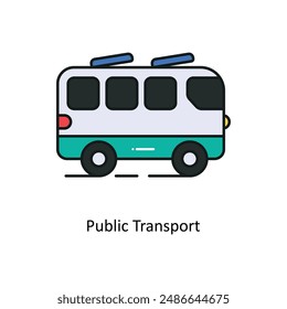 Public Transport vector Filled outline Design illustration. Symbol on White background EPS 10 File 