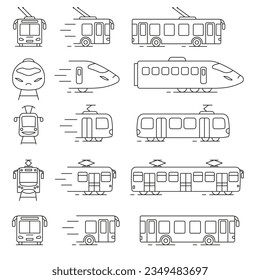 Transporte público. Ilustración vectorial del transporte público. Icono de vehículo lineal. Concepto de negocios de transporte. EPS 10.