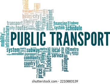 Public Transport word cloud conceptual design isolated on white background.