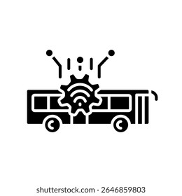 Icono plano negro del análisis del transporte público. Elemento aislado de Vector. Trazo editable.