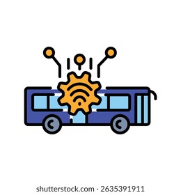 Public transportation analysis color line icon. Vector isolated element. Editable stroke.