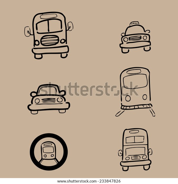 Public transportation\
brush line icons