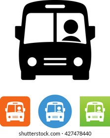 Public transportation bus with driver icon