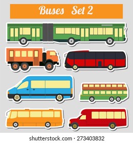 Public transportation, buses. Icon set. Vector illustration