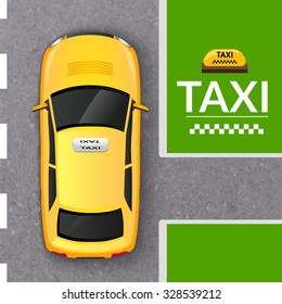 Public transportation company taxicab in the street top view from above flat pictogram abstract vector illustration 