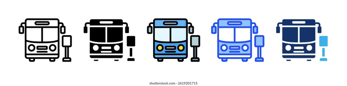 Public Transportation Icon Collection With Multiple Styles
