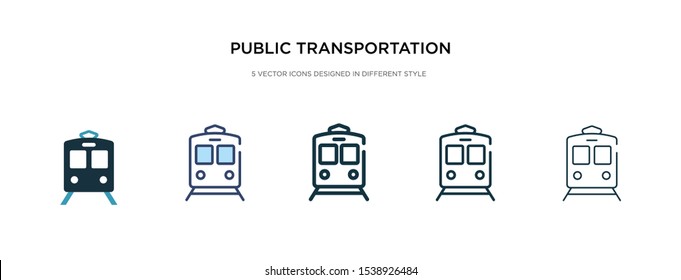 public transportation icon in different style vector illustration. two colored and black public transportation vector icons designed in filled, outline, line and stroke style can be used for web,