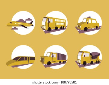 Public transportation icon set. flat design element. vector illustration