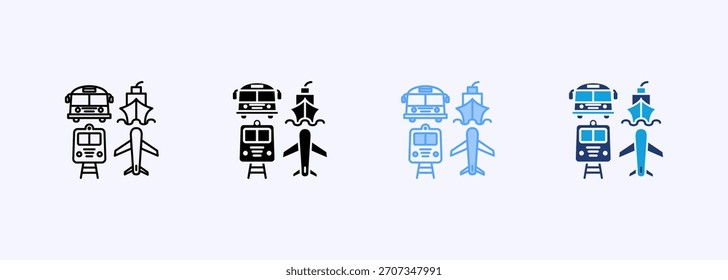 Public Transportation Icon Set Multiple Style Collection Element For Design