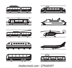 Public transportation icon set - vector illustration