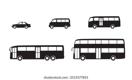 Public Transportation Icon in various kinds and size. Passenger Vehicle Icon, vector illustration isolated, eps