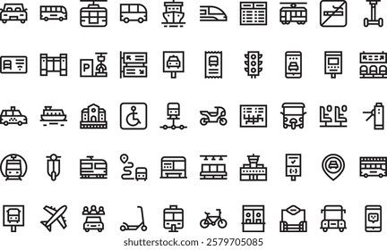 Public transportation icons High-Quality Vector Icons Collection with Editable Stroke. Ideal for Professional and Creative Projects