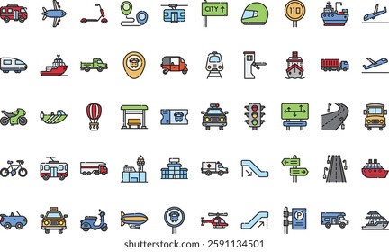 Public transportation icons High-Quality Vector Icons Collection with Editable Stroke. Ideal for Professional and Creative Projects.