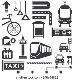 Public Transportation Icons Set, Vector