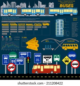 Public transportation infographics. Buses. Vector illustration