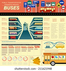 Public transportation infographics. Buses. Vector illustration