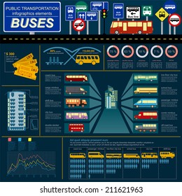 Public transportation infographics. Buses. Vector illustration