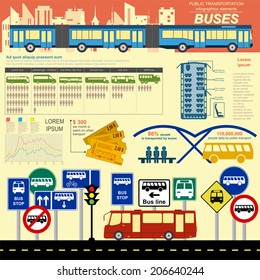 Public transportation ingographics. Buses. Vector illustration