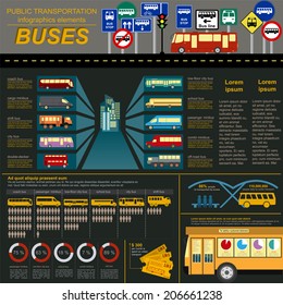 Public transportation ingographics. Buses. Vector illustration