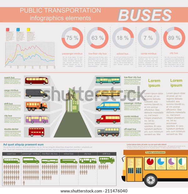 Public transportation ingographics. Buses.
Vector illustration