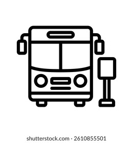 Public Transportation Line Vector Illustration On White Background.