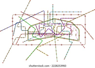 public transportation plan, subway, busses, tram map of a large city,fictional vector art, public transport mock up, free copy space,
