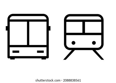 Public Transportation Thin Line icon, Bus and Train Icon