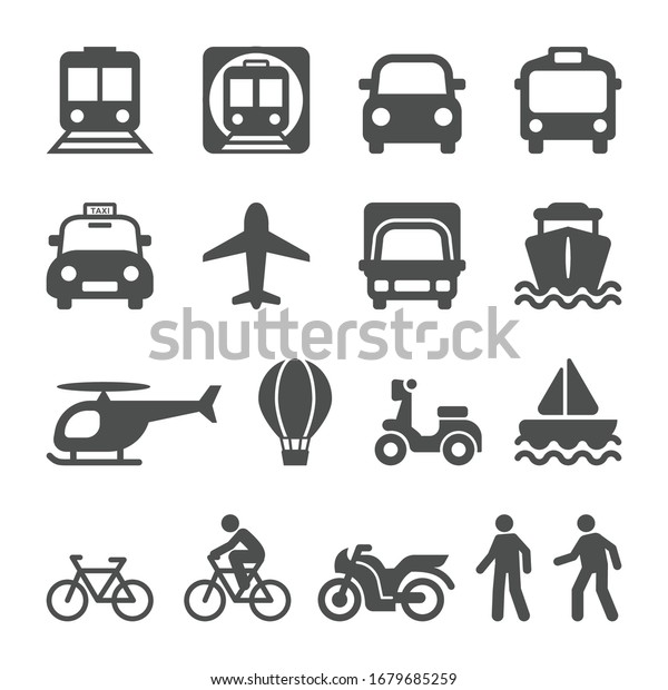 Public Transportation vehicles for people\'s travel.\
Transport Icon set. 