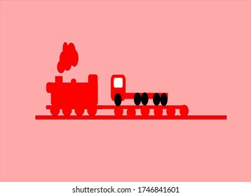 public transportation vehicles, red articulated trains that are devoted to carrying goods illustration vector graphic