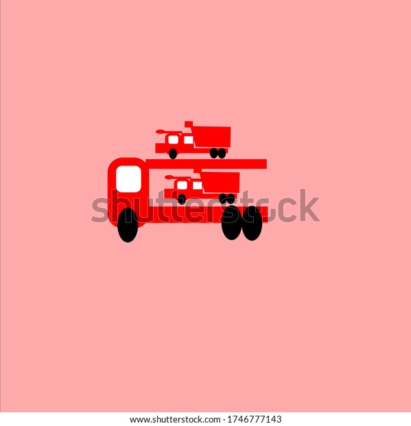 public transportation vehicles, trucks are red\
illustration vector\
graphic
