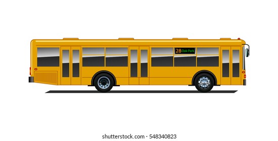  Public transport.Yellow city bus isolated on white background. Vector bus.