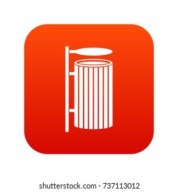 Public trash can icon digital red for any design isolated on white vector illustration