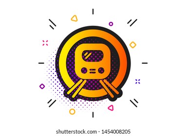 Public underground transportation sign. Halftone circles pattern. Metro subway transport icon. Classic flat metro subway icon. Vector