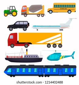 Delivery Transportation Cargo Vehicles Set Freight Stock Vector ...