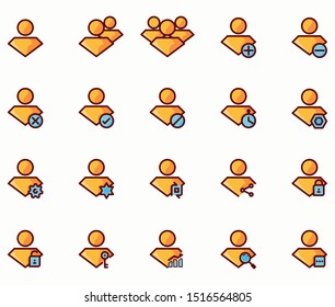 public user people color outline icon set, person ui icons graphic design vector and illustration